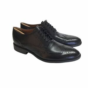 Bostonian Garvan Edge Mens 12 M Wingtip Oxford Dress Shoes Black Leather NEW